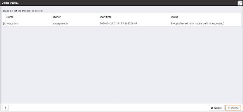 The Delete traces… dialog