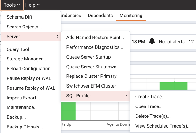 Server -> SQL Profiler menu