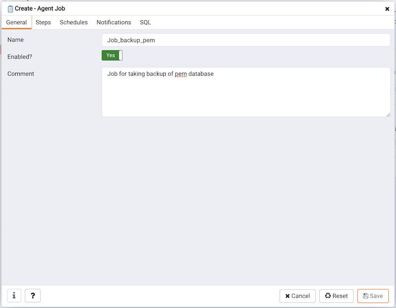 PEM scheduled job dialog create schedule