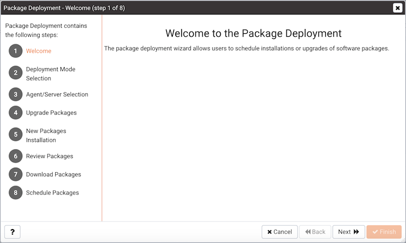 The Package Deployment Welcome dialog