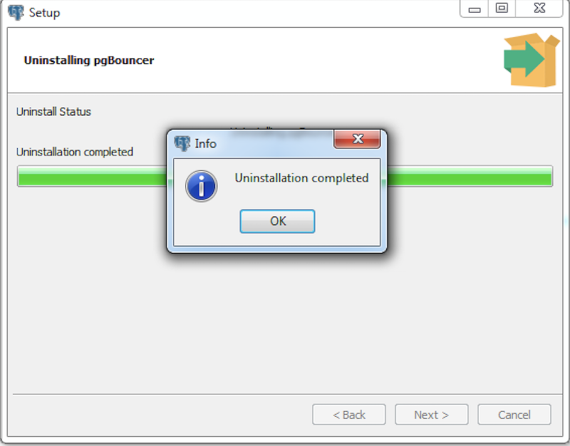 Uninstallation completes