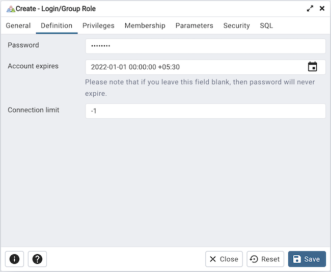 ロールダイアログ定義タブ